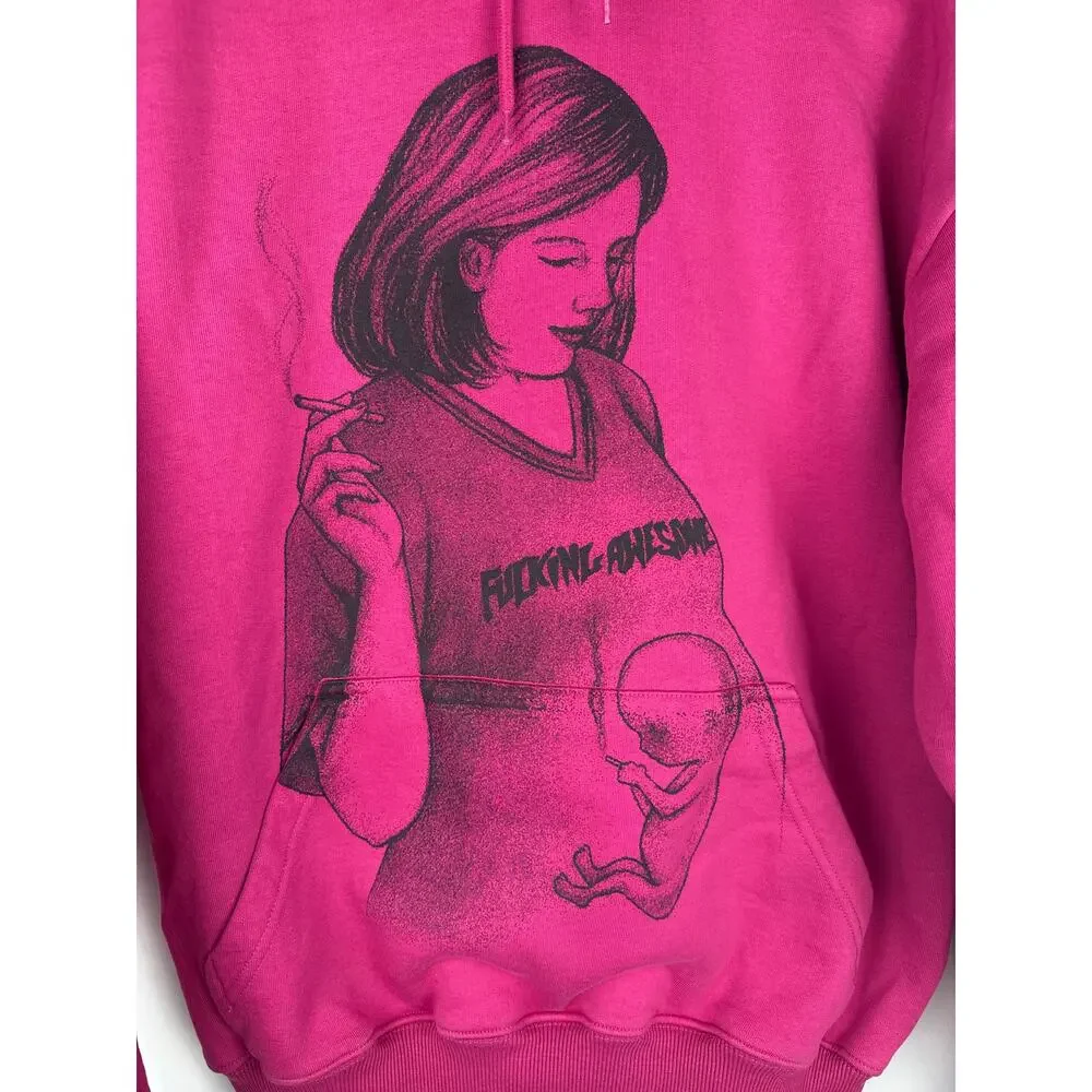 FA DEADSTOCK Pink Graphic Hoodie Sz.L NWOT - Picture 2 of 4